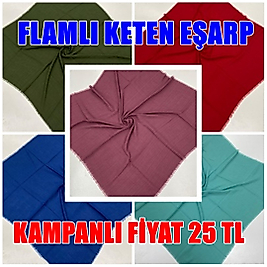 Düz Flamlı Keten Eşarp