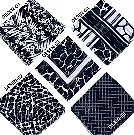 Siyah Beyaz Flamlı Eşarp 10 Adet Desen 2