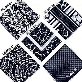 Siyah Beyaz Flamlı Eşarp 10 Adet Desen 4