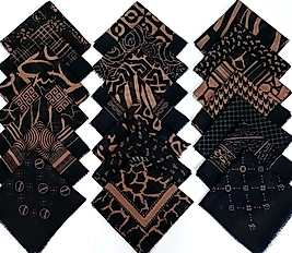 Siyah Karamel Flamlı Keten Eşarp