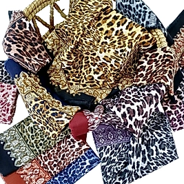 Leopar Desen Flamlı Keten Eşarp 10 Adet